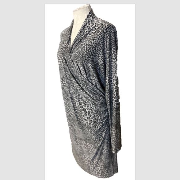 Norma Kamali Dress Extra Extra Large XXL 12 Career Stretch Washable Black Gray - Picture 3 of 11